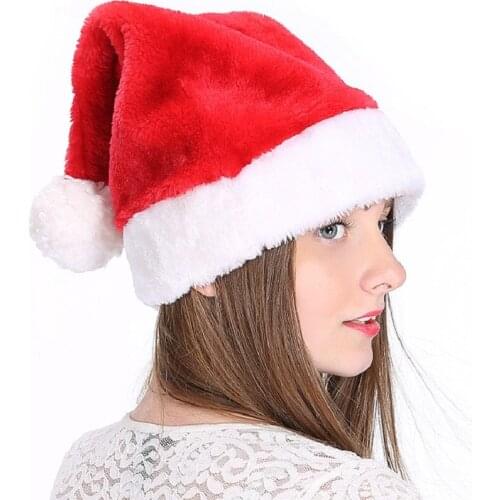 Santa Claus Hat Winter Warm Christmas Hat High-End Plush Adult ChildrenS Cap Increased Thickness Large Soft Ball