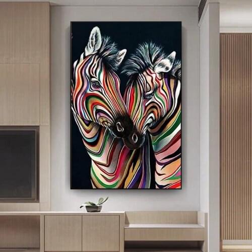 Modern Abstract Animals Canvas Painting Fashion Zebra Wall Art Poster and Printings Picture for Living Room Home Decor Unframed