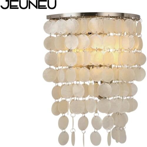 Modern simple white natural shell loft LED E27 wall lights bar bedroom dining room living room bedside cafer lighting wall lamp