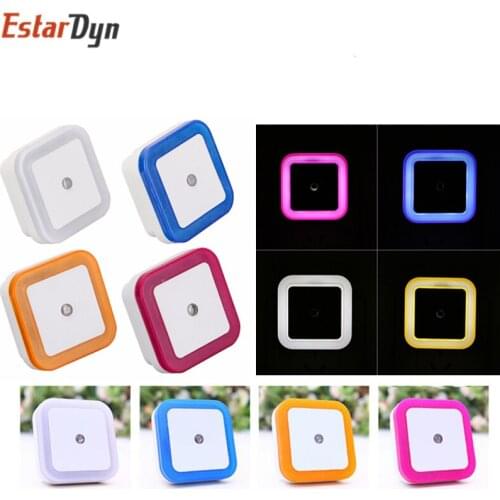 Light Sensor AUTO Control Mini Night Light EU US Plug Novelty Square Baby kids Bedroom lamp moon Romantic Colorful Lights blubs