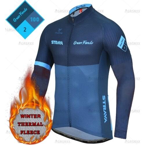 STRAVA Bicycle Shirt Thermal Winter Cycling Jersey Long Sleeves Pro Team Racing Wear Men Downhill Mountain Bike Sportswear