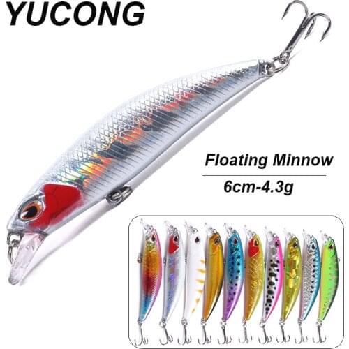 YUCONG 4Pcs/lot Fishing Minnow Bait 6cm-4.3g Sinking Lure Perch Pesca Crankbait Wobbler Swimbait Artificial Hard Bait Jig Perch