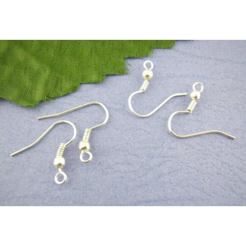 50pcs/lot Fashion Iron Ear Hook Clasp With Bead Charms Earring Wires Fit Jewelry DIY Findings Wholesale