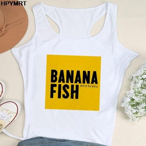 New Summer Banana fish pattern Tank Tops Women kawaii Japanese anime Crop top clothes streetwear Tee Harajuku sleeveless Female