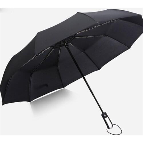 Windproof foldable automatic umbrella for women luxury large size windproof umbrella for men black coating