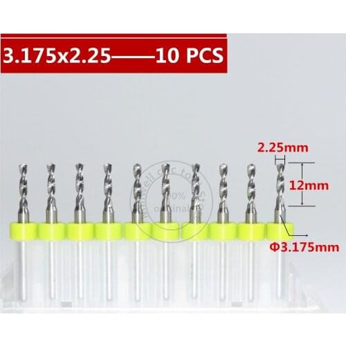 10PCS-3.175mm*2.25mm,CNC Computer machine tool,Print Circuit Board drill,woodworking router bit, Carbide Micro Drilling Bits