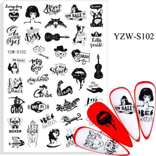16 Inscriptions Nail Sticker English Words Letters Sentences Design Nail Art Decorations Manicure Designer Stickers for Nails