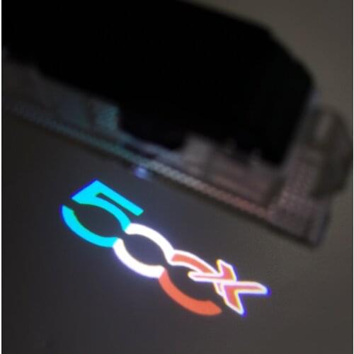 2pcs Emblem 500X Logo Light LED Car Door Warning Light For FIAT PUNTO 500X 500L 500 FIAT Courtesy Light Atmosphere Lamp