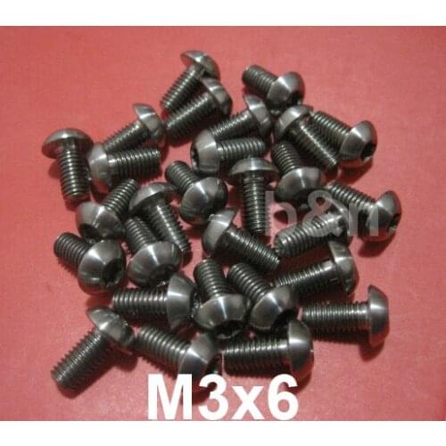 20pcs m3 thread 6mm length Titanium screw M3X6 ISO 7380 Button Head Hex Scoket ti screw