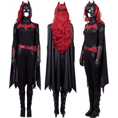 2019 Halloween Hot Batwoman Cosplay Costume Batlady Sexy Jumpsuits with Mask Wig Cloak Boots Accessories