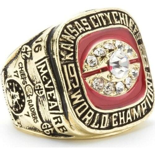 2021 Ring Male korean fashion gothic accessories Kansas City Chiefs Official Ring from 1969-1970 gold jewelry anillos hombre