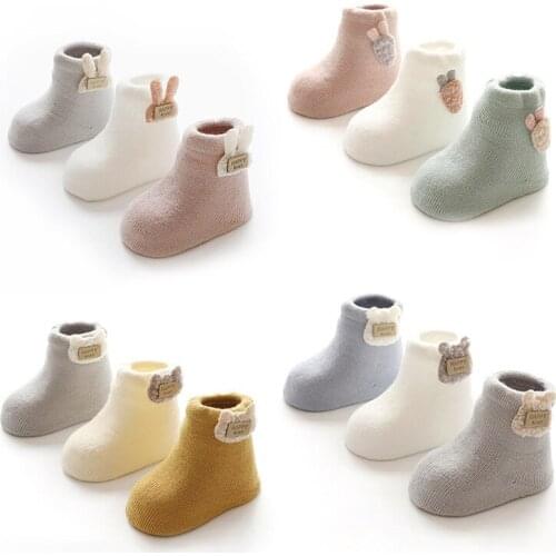3 Pairs Baby Anti Slip Ankle Socks Newborn Baby Socks For Girls Coral Fleece Short Floor Socks Solid Infant Clothing Accessories