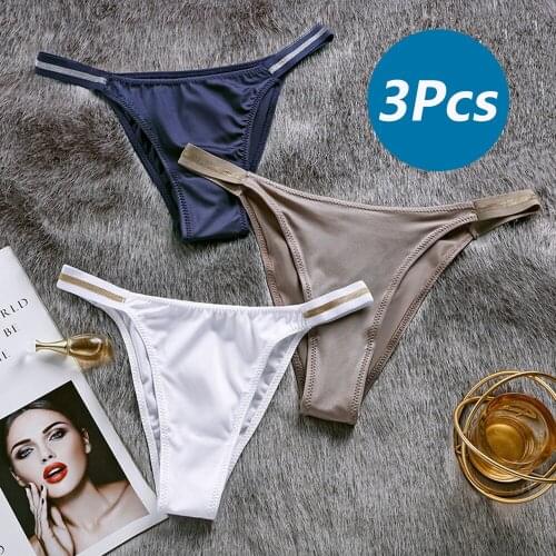 3Pcs/set Sexy Thongs Sets Women Cotton Panties Set Seamless Underwear Set Womens Low Waist Underpant Solid T Panty Lady Lingerie