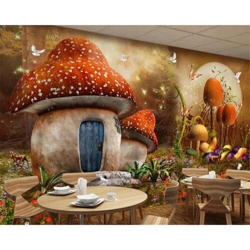 Beibehang Custom wallpaper 3d fairy fantasy mushroom house childrens room background wall painting papel de parede 3d wallpaper