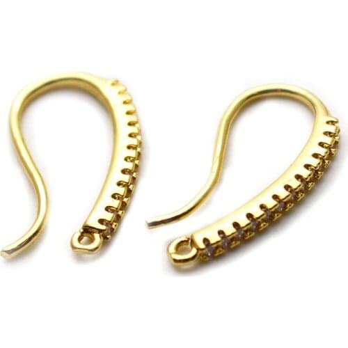 50pcs High Quality Gold Plating Earring Making Hooks Rhinestone Crystal Setting DIY Findings & Components For Women