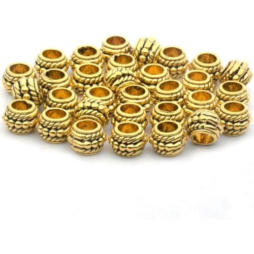 8*6mm 50pcs/lot Tibetan Silver Cylinder Beads Silver Plated Pattern Spacer Beads Charm For Jewelry Making Bracelets DIY