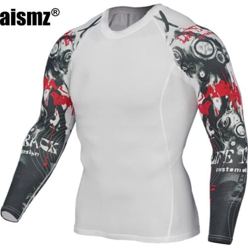 Aismz Mens Compression Shirt Long sleeve Breathable Quick Dry T Shirt Bodybuilding Weight lifting Base Layer Fitness Tight Tops