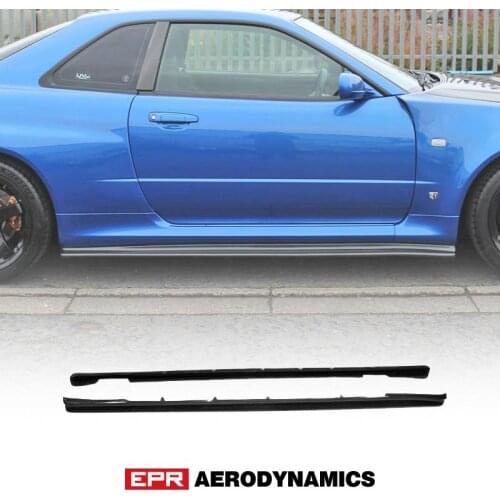 Car-styling For Nissan Skyline R34 GTR Carbon Fiber NIS Style Side Skirt Extension