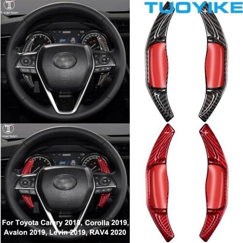 Car Styling Real Carbon Fiber Steering Wheel Shifter Paddle Extension For Toyota Camry Corolla Avalon Levin RAV4 2018 2019 2020