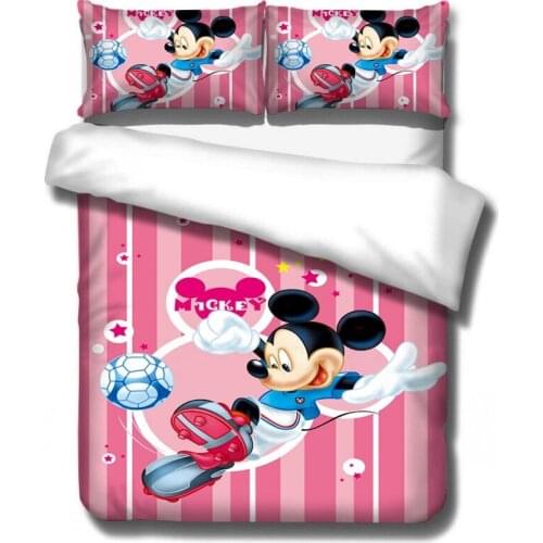 Disney Mickey Minnie Mouse Bedding Set Lovely Couple Queen King Size Bed Set Duvet Cover Pillow Case Comforter Bedding Set gift