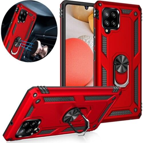 For Samsung Galaxy A42 5G Case Luxury Armor Shockproof Case for Galaxy A42 5G Silicone Car Holder Ring Case