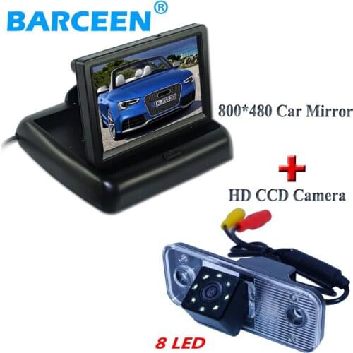 4.3" screen +170 angle 8 led lens car rear camera with car monitor for Hyundai new Santafe Santa Fe Azera