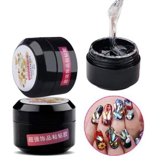8ML Nail Art Rhinestone Gel Glue Super Sticky Adhesive UV Gel Nail Polish Glue for DIY Nail Art Crystal Gems Jewelry Decoration