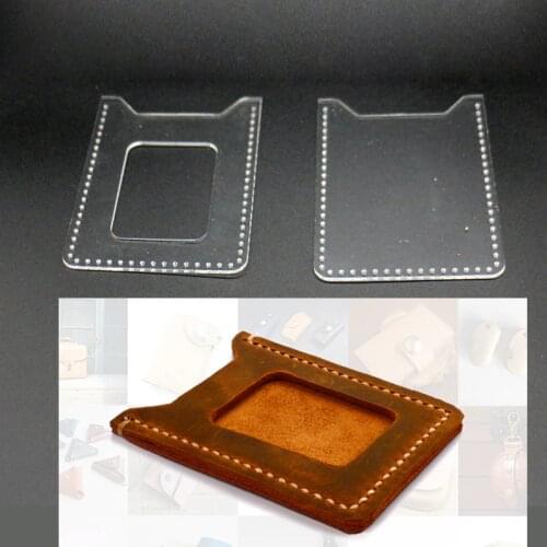 Leather badge card holder Acrylic sewing pattern diy handmade craft finish size 9x7cm 2pcs/lot