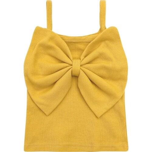 Summer New Baby Girls Big Bow Knit Sling Top
