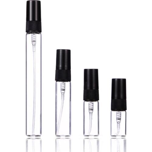 Refillable Mini 2ml 3ml 5ml 10ml Travel Black Mist Spray Bottle Glass Perfume Bottle With Sprayer
