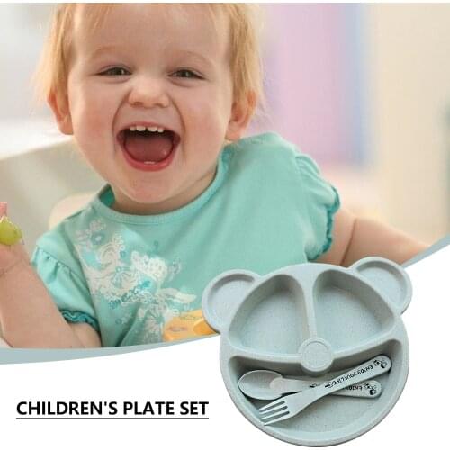 Cartoon Baby Bowl Spoon Fork Feeding Food Tableware BPA Free Bear Kids Dishes Baby Eating Dinnerware Set Anti-Hot Training Plate