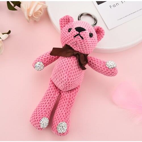 New Cloth Vintage Keychain Key Rings Fashion Pendant Teddy Bear Cute Cartoon Car Bag Accessories Charm Ornament Jewelry EH345