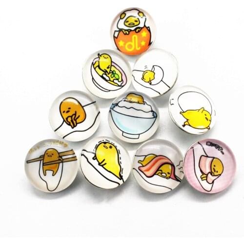 New Arrival Mix 10pcs/lot egg cartoon cat Snap Button pretty Glass Snap Buttons Fit bangle 18mm DIY Snap Bracelet Jewelry