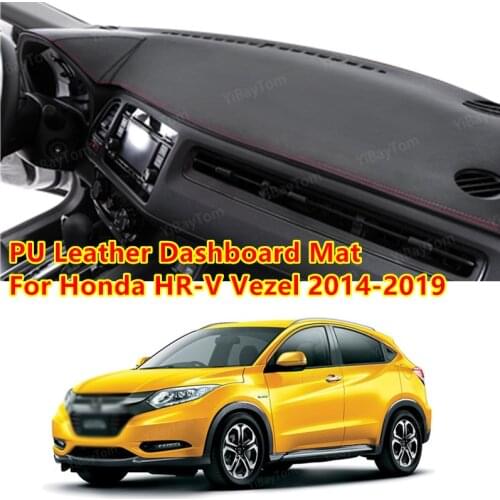 For Honda HR-V Vezel 2014-2019 HRV HR V PU Leather Anti-Slip Mat Sunshade Dashmat Protect Carpet Dashboard Cover Pad Accessories