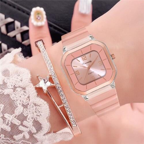 Dropshipping Clock Fashion Square Quartz Watch Women Silicone Strap Wristwatch Ladies Sports Watches