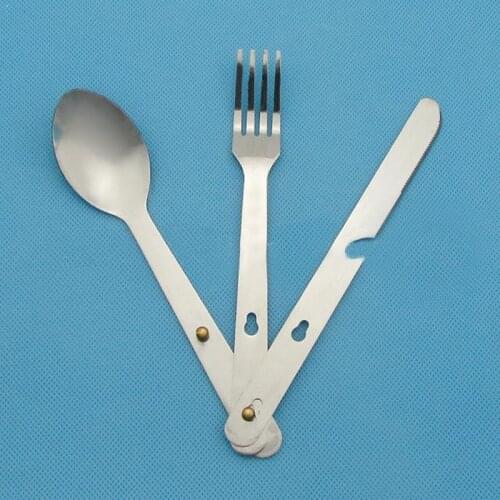 Drop shipping Quality Army Fork Spoon Eating Utensil Camp Set Outdoor Repro Steel Stainless Cooking Camping Camping Tool Cu T3D8