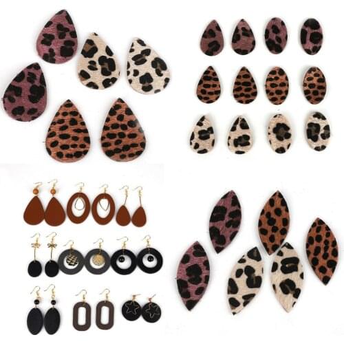 Multicolor Leopard Snake Print Water Drop Shape PU Leather Charms Pendant For Jewelry Making DIY Earrings Accessories