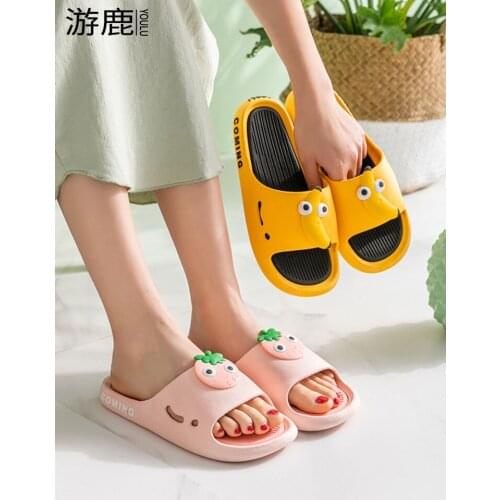 New Cartoon Summer Women Shoes Anti-slip Bathroom Slippers Soft Platform Sandals Concise Student Sildes Zapatos De Mujer