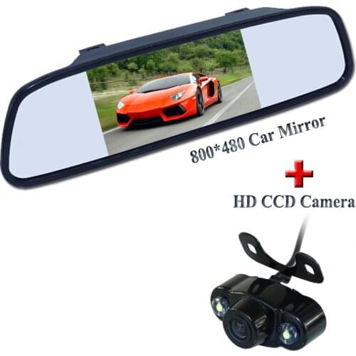 Auto rear view system plastic shell material 5" car display monitor+shock-proof bring lights car rearview camera for various car