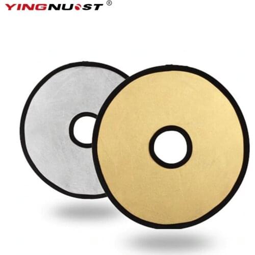 2in1 30cm Gold Silver Portable Folding Reflector DSLR Camera Accessories Flash Diffuser Softbox Photography Reflector With Hole