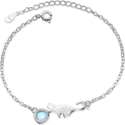Student style personality temperament sweet sweet cute hand-drawing cat female models silver plated bracelets JO062
