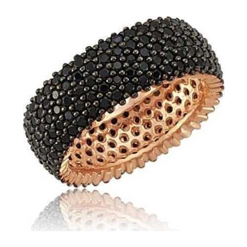 Tevuli 925 Sterling Silver 5 Row Black Tamtur Womens Wedding Ring Ring