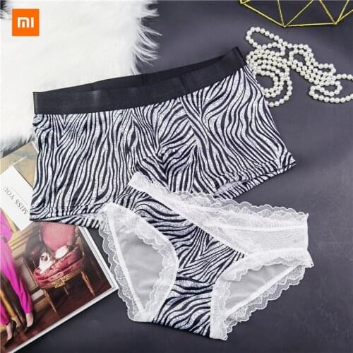 Xiaomi Youpin Leopard print couple panties ice silk sexy mesh translucent mens and womens panties low waist