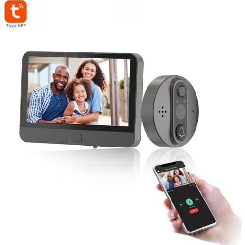 Peephole Camera Wifi 4.3 Inch Monitor Smart Video Doorbell Viewer Night Vision PIR Motion Detection APP Control For IOS Andriod