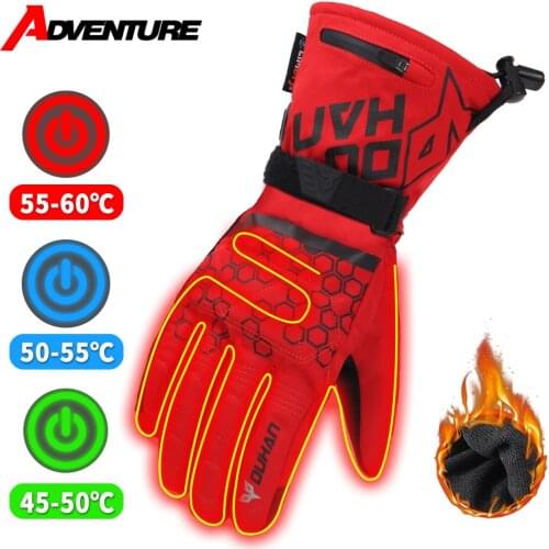 DUHAN Motorcycle Heated Gloves Waterproof Touch Screen Guantes Moto Warm Heated Gloves Winter Full Finger Gloves Rechargeable