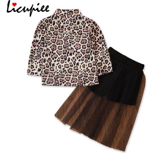 Licupiee New Toddler Kids Baby Girl Leopard Tops T-shirts Tutu Skirts Autumn Outfits Set Clothes 1-5 Years