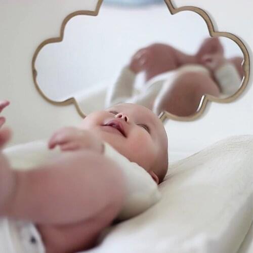 Cartoon Mirror Children Bathroom Baby Room Decorative Cute Rabbit Cloud Wood Acrylic Lens Frame Creative Home Art Wall Decor