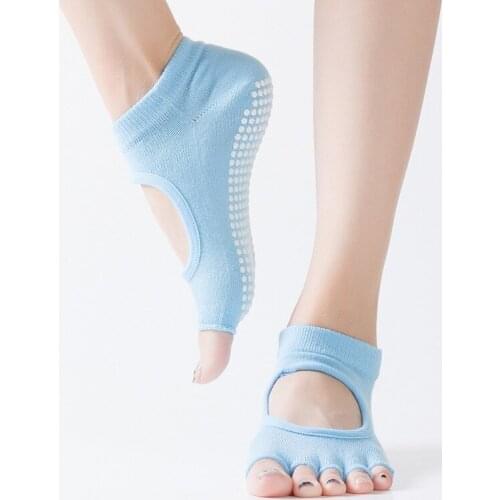 Women Breathable Sports Socks Anti-slip Gym Five-Toe Separator Sockings Qick-Dry Fitness Pilate Cotton Sock