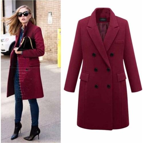 Plus size 5XL Autumn Winter Long Woolen Coat Women Double-breasted Wool Jackets Middle aged Female Casual Outerwear Coats G278