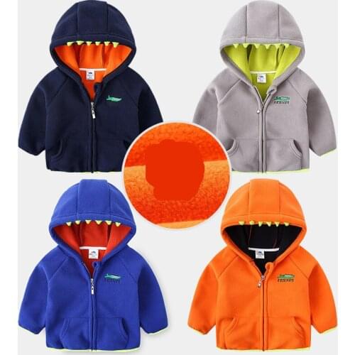 2020 Winter New Baby Boys Jackets Cute Solid Childrens Hooded Coat Casual Thick Warm Zipper Fleece Jacket for Boy Kids Clothes